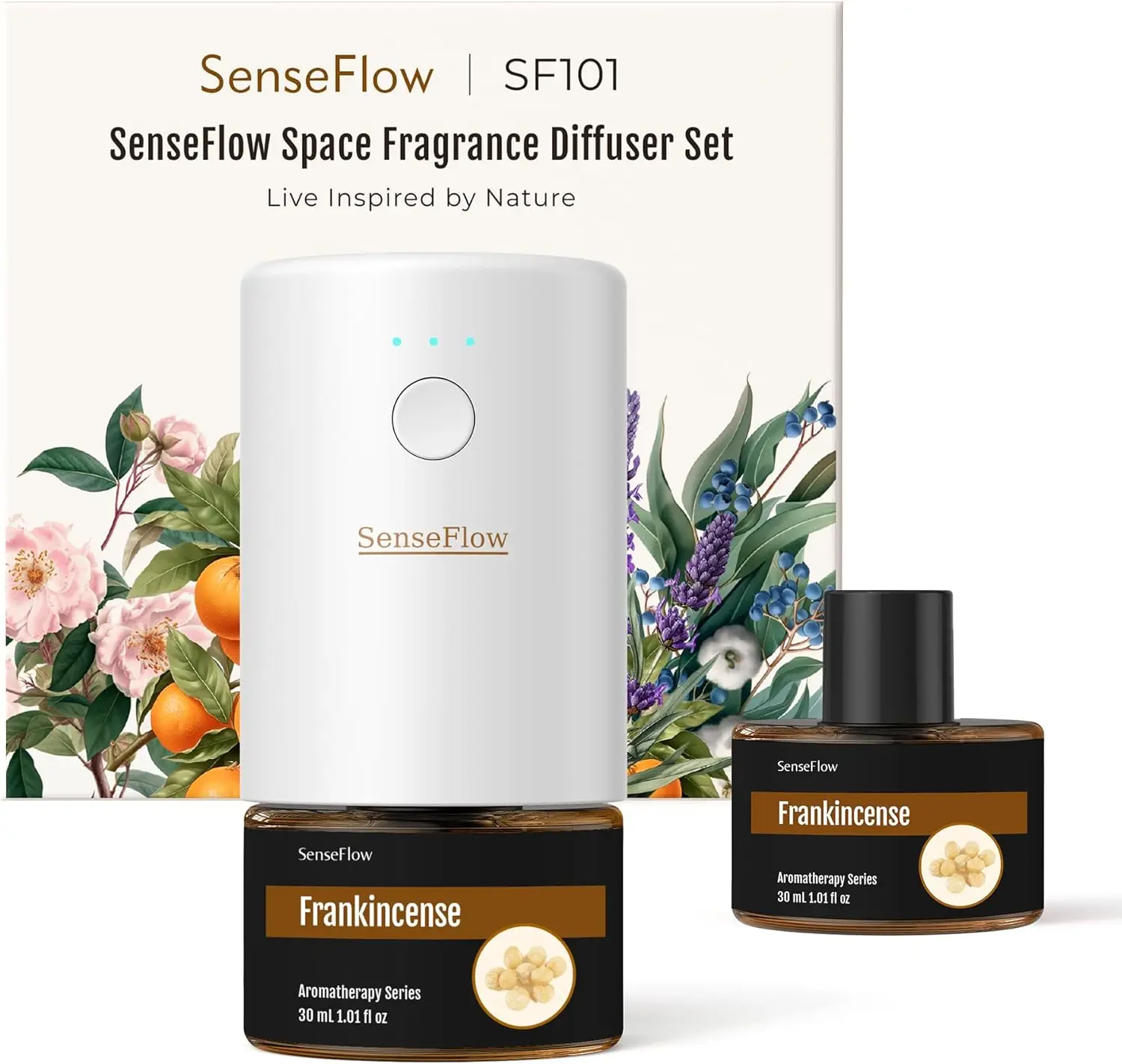 

SF101 Waterless Ultrasonic Essential Oil Diffuser–100% Plant-Based,120-Day Natural Air Freshener & Aromatherapy Diffuser