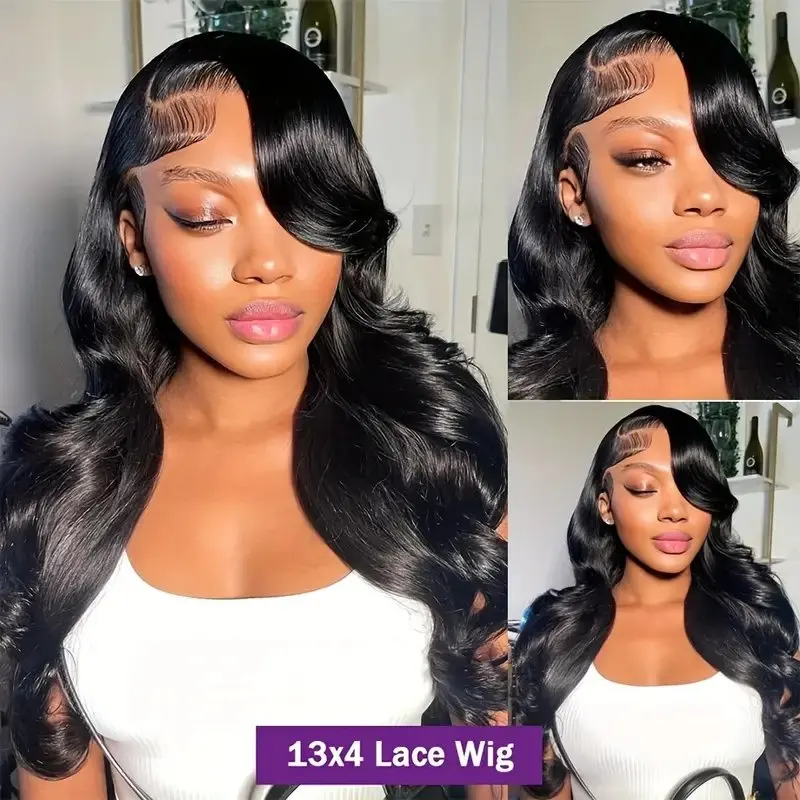 Natural Black 13x4 HD Lace Front Wig Body Wave 28 Inch 13x6 Human Hair Wigs Wavy Glueless Pre Plucked For Women 180 Density