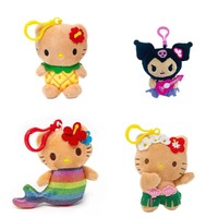 Sanrio anime Hello Kitty black cat doll plush toy deep skin tone Hawaii series cartoon accessory bag pendant gift for girls