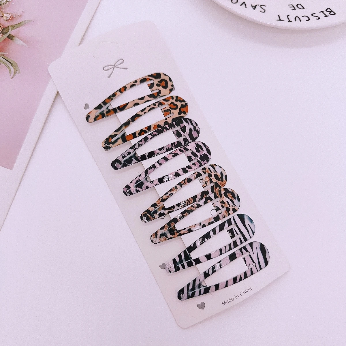 8 stücke Leoparden muster Haars pangen für Frauen Mädchen geometrische süße Stern BB Clips Pony Haarnadeln Y2k Clips Kopfschmuck Haarschmuck – Detail 9