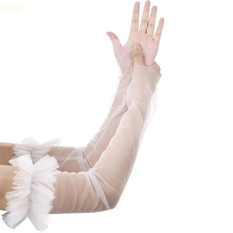 HX6F Сетчатые свадебные перчатки длинный