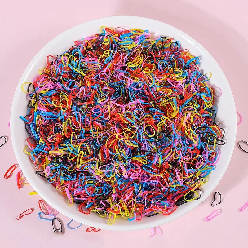 1000/2000 Stück bunte kleine Einweg-Haarbänder Scrunchie Mädchen elastisches Gummiband Pferdeschwanzhalter Haarschmuck Haargummis – Detail 6
