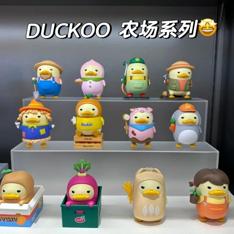 Duckoo Farm Series Mystery Box 1pc/12pcs Blind Box Duck Farm Pusher Duck Pig Beetle Straw Cute Toy Gifts