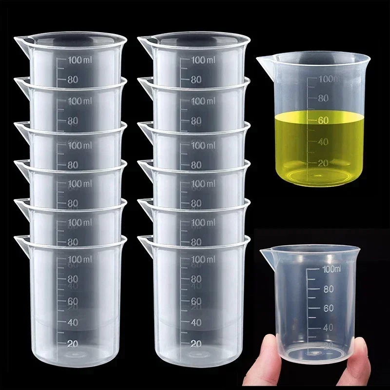 100ml Measuring Cup Transparent Plastic Scale Beaker Cups Lab Chemical Laboratory Container Jugs Kitchen Baking Tool