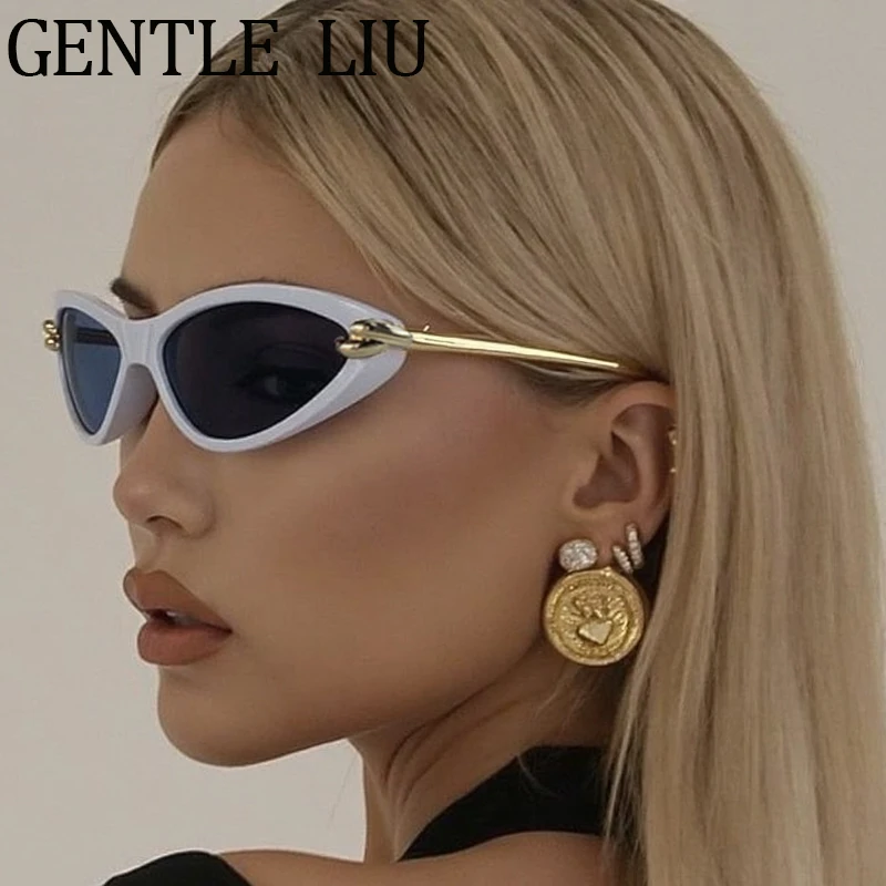 

Oval Sexy Cat Eye Sunglasses Women 2025 Luxury Brand Vintage Y2K Punk Metal Frame Sun Glasses Outdoor Eyewear Traveling UV400