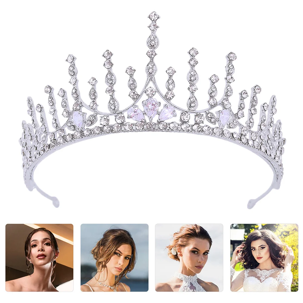 

1pc Luxury Crystal Crown Headdress Bride Wedding Tiara Shiny Elegant Party Princess Headband Lightweight Sparkling Banquet Royal