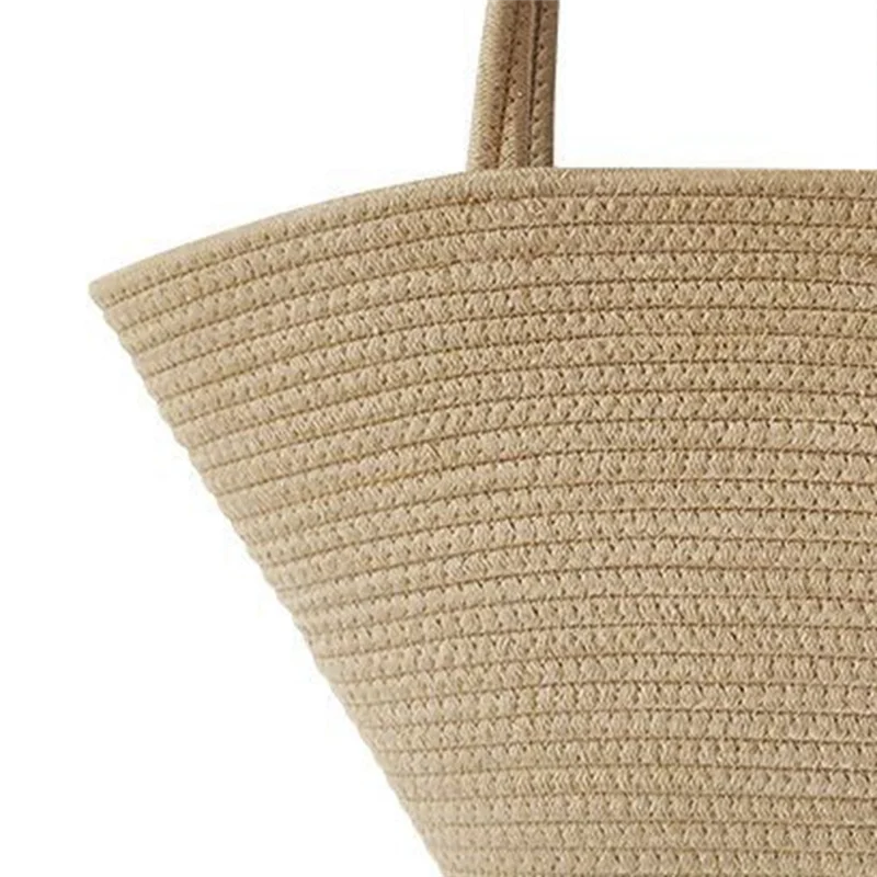 N09R Fashion Retro Cotton Rope Woven Straw Bag Capacity High-End Sense Tote Women for Travel, Holiday, Shopping, Party