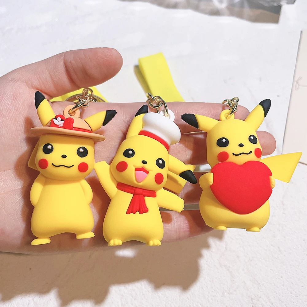 Pokemon Keychain Pikachu Anime Action Figure Toy Kawaii Cartoon Fashion Charmander Psyduck Doll Keyring Car Bag Pendant Kid Gift