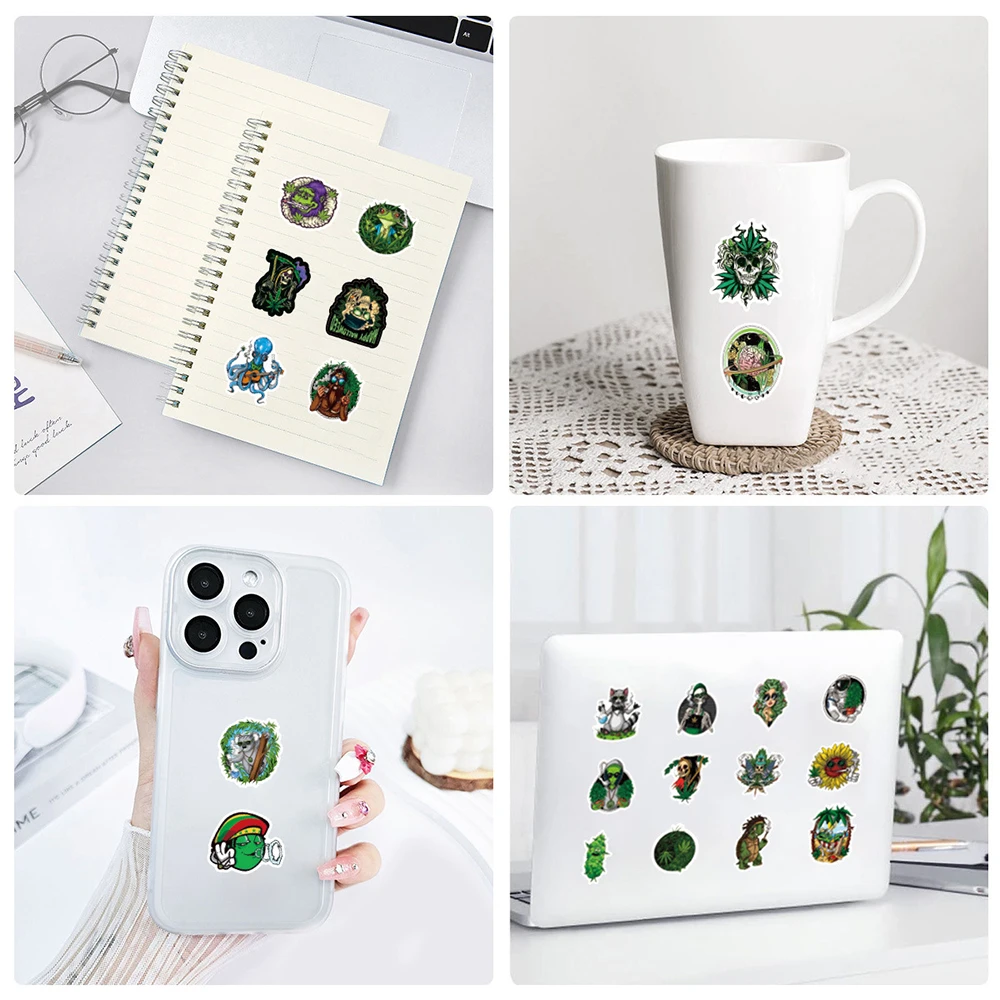 10/30/50pcs Cool Leaves Weed Smoking Graffiti Stickers Funny Characters Cartoon Decals Toys DIY Stationery Laptop Phone Case - view 6