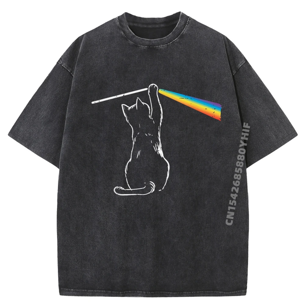 

Новейшие футболки с принтом, подарок с котом, радужным светом, крутой призмой, специальная мужская футболка, футболки с графическим рисунком, мужская стираная одежда в стиле ретро