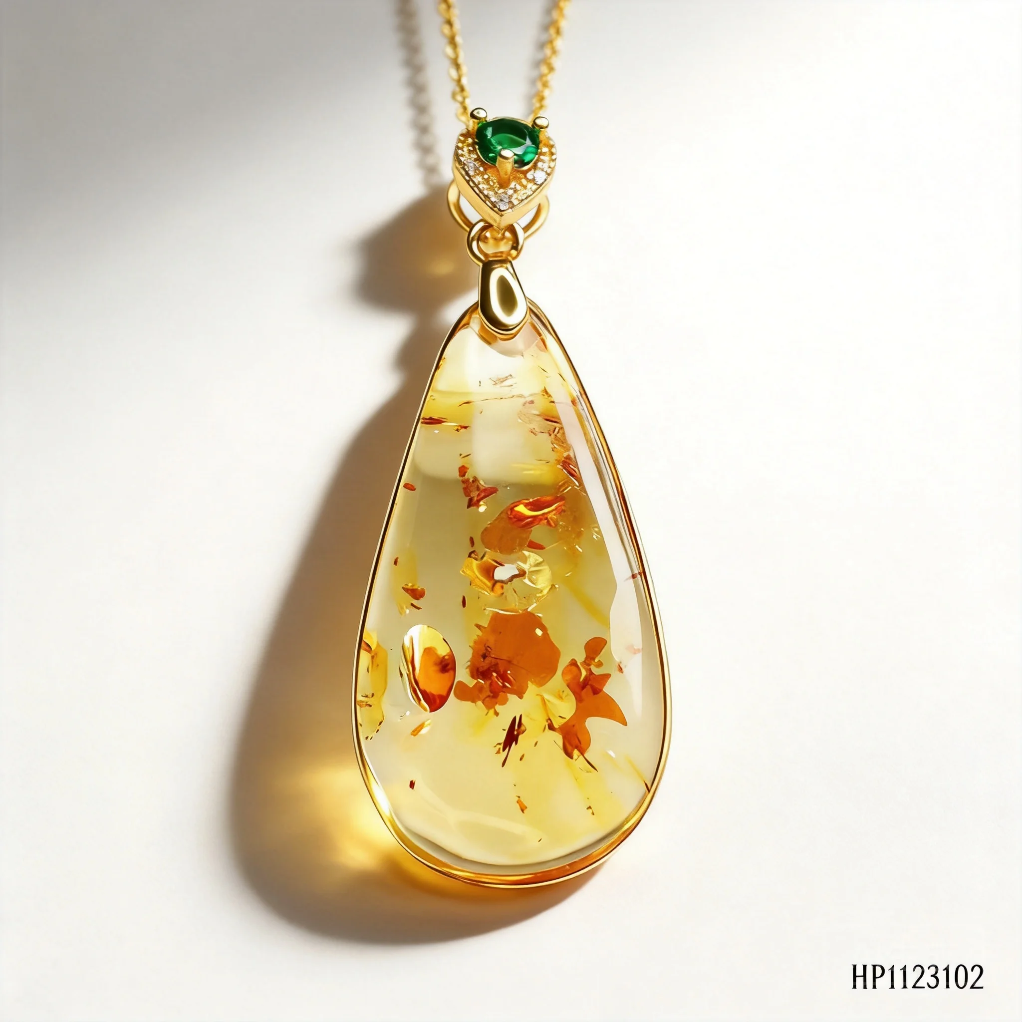 Chinese Style Lucky Blessing Flower Amber Teardrop Pendant Natural Russian Amber Good Fortune Jewelry With Optional Chain For