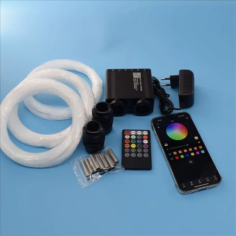 32W APP RGBW LED Light Engine + 6W Shooting Stars Engine Light 2 w 1 Zestaw świateł LED do samochodu w domu Starry Sky