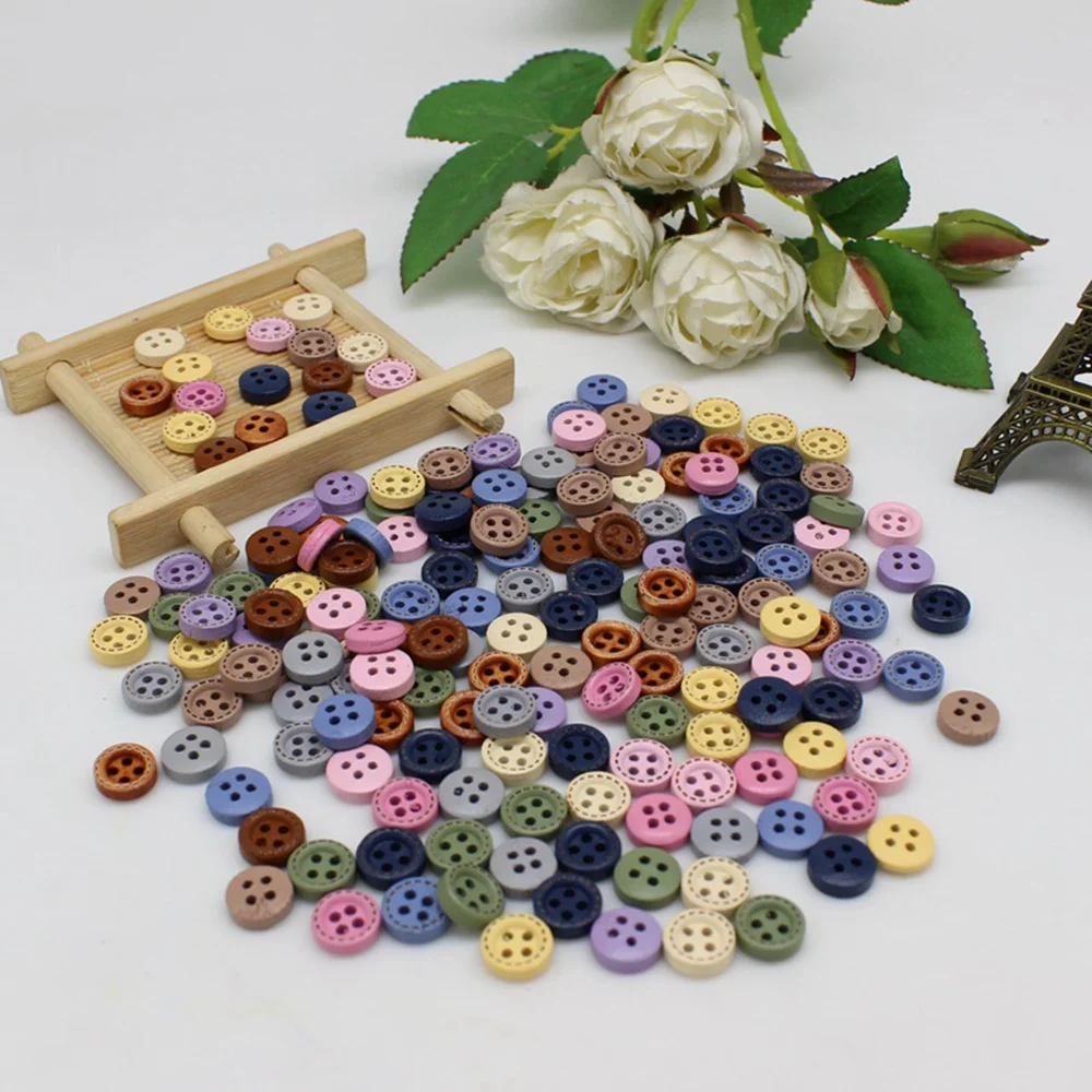 100 anebo 200ks 10mm míchat mini knoflíků pro panenka řemeslo scrapbooking dřevo malý knoflíků DIY řemesel materiálů