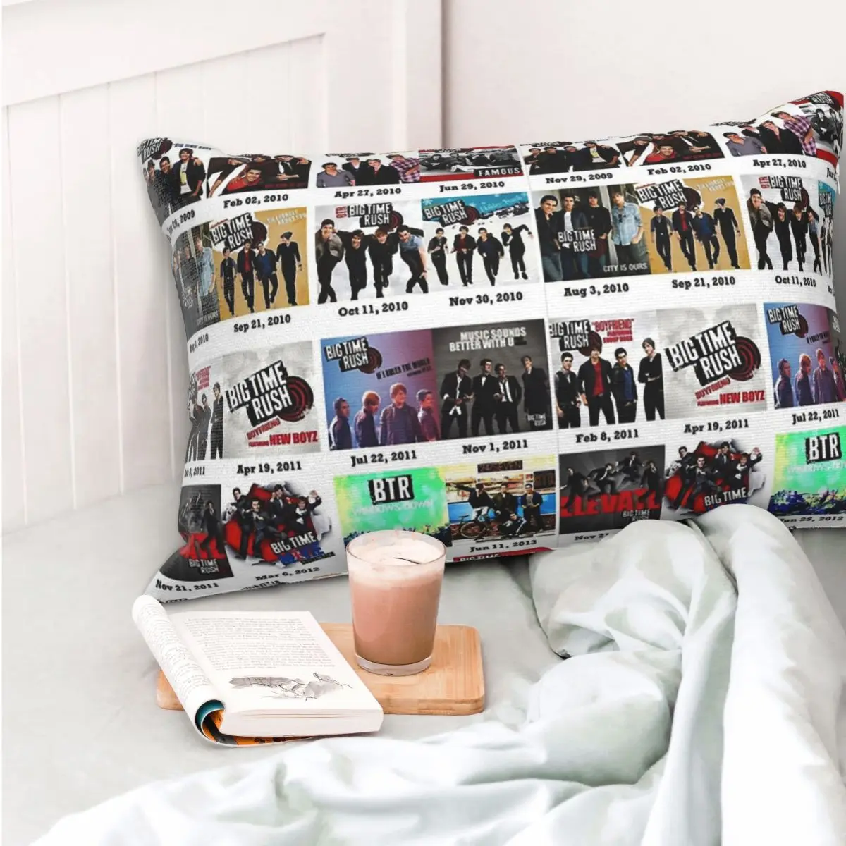 Funda de almohada rectangular con logotipo de Big Time Rush Band, funda de cojín decorativa para dormitorio, cama, hogar, almohada cómoda