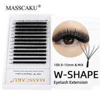 12 Lines Matte Dark Black C/D Curl W Design Eyelashes High Quality Hand Woven 3D 4D 5D 6D W Shaped Eyelash Extensions Supplies