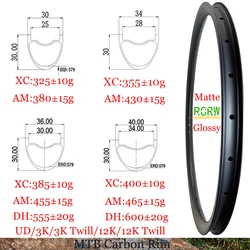 29er MTB XC AM 30/34/36/40X30mm Carbon Rim 30/34/36/40mm Wide 30mm Deep Clincher Tubeless UD 3K 12K Twill 24 28 32 36 Hole Wheel