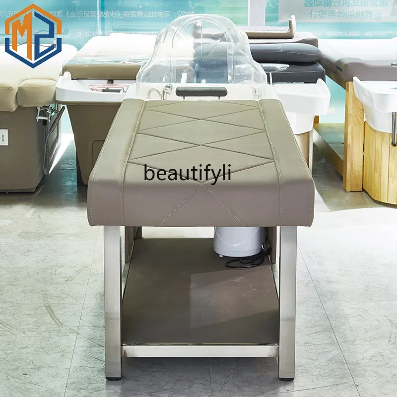 Thai Shampoo Chair for Hair Salon, Water Circulation Head Therapy, Flushing Bed, Massage Ear, Barbearia, Salão de beleza, Fumigação