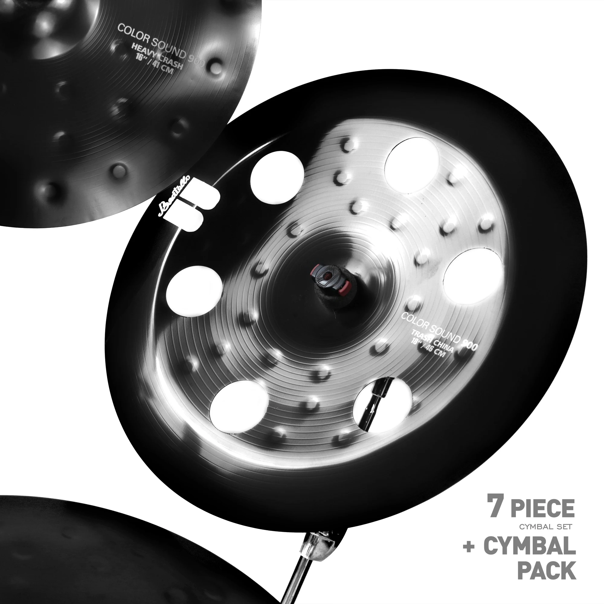 Beatello 7-Piece Black Devil Cymbals Set 8/14/16/18/20 Inch Instrument Cymbals With Black Bag For Drum Players view 4