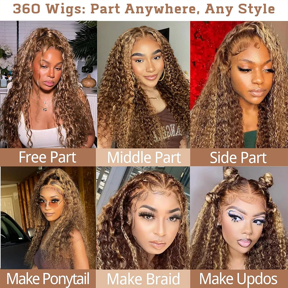 Perruque Full Lace Wig 250 naturelle, 30 pouces, perruque Lace Front Wig, pre-plucked, coloré, à reflets, densité 360, 360