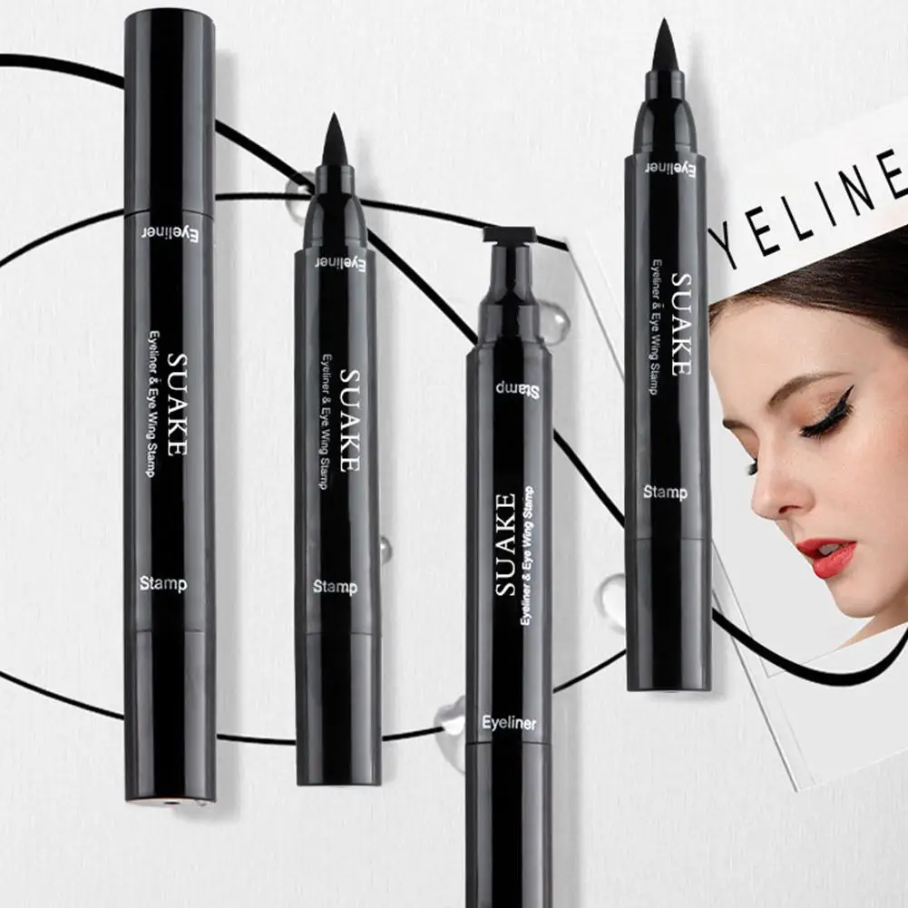 Eyeliner nero Penna per eyeliner con sigillo a stella triangolare ad asciugatura rapida a doppia estremità Matita per eyeliner liquida a lunga durata e impermeabile