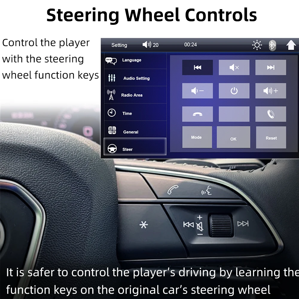 HIPPBQCC Car Radio 7 Inch 1 Din MP5 Multimedia Player Touch Screen FM ISO Power Aux Input Bluetooth USB Mirror Link Universal