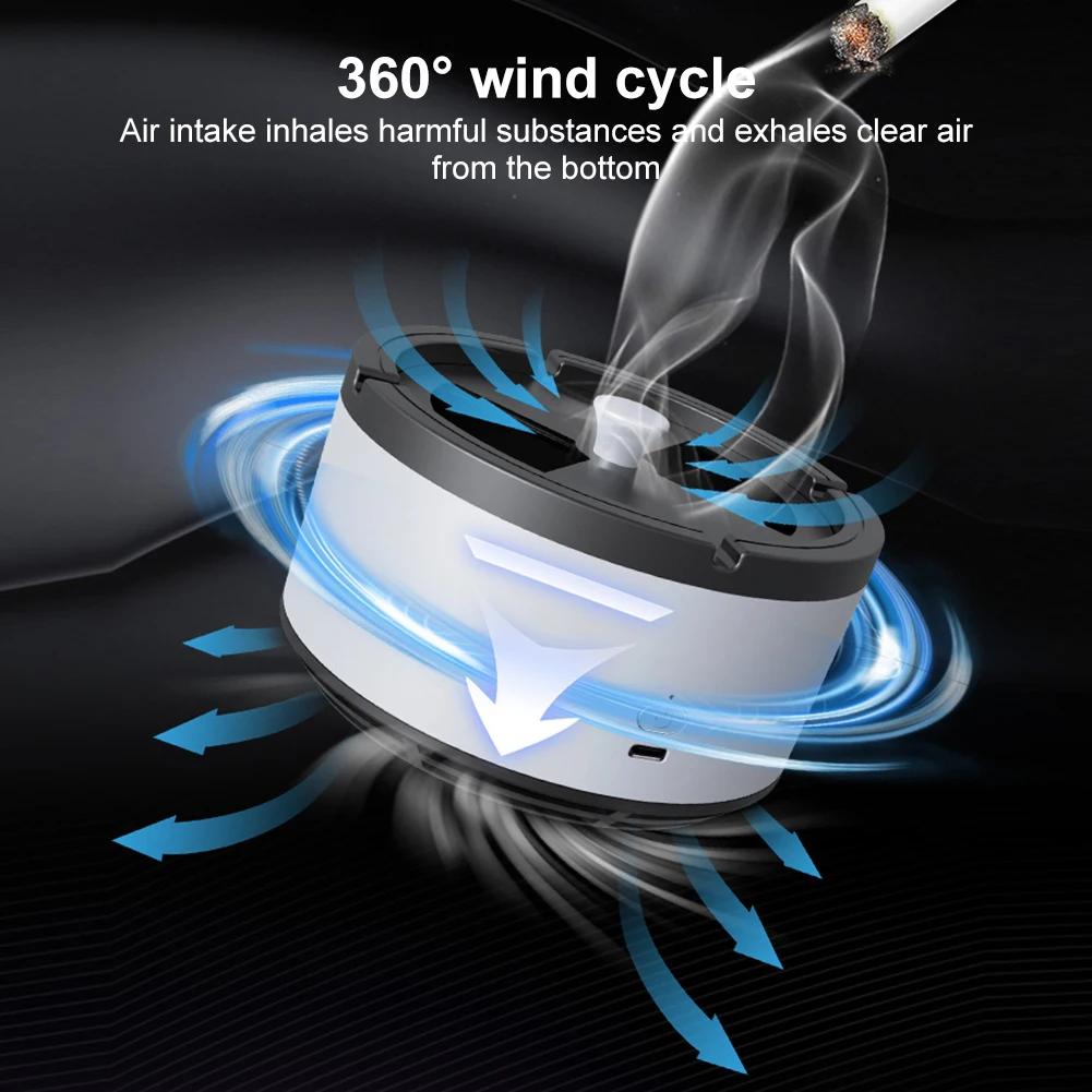 Ashtray Air Purifier Smoke Removal Air Purification Ashtray Smokeless Ashtray for Intelligent Removing Secondhand Smoke Indoor