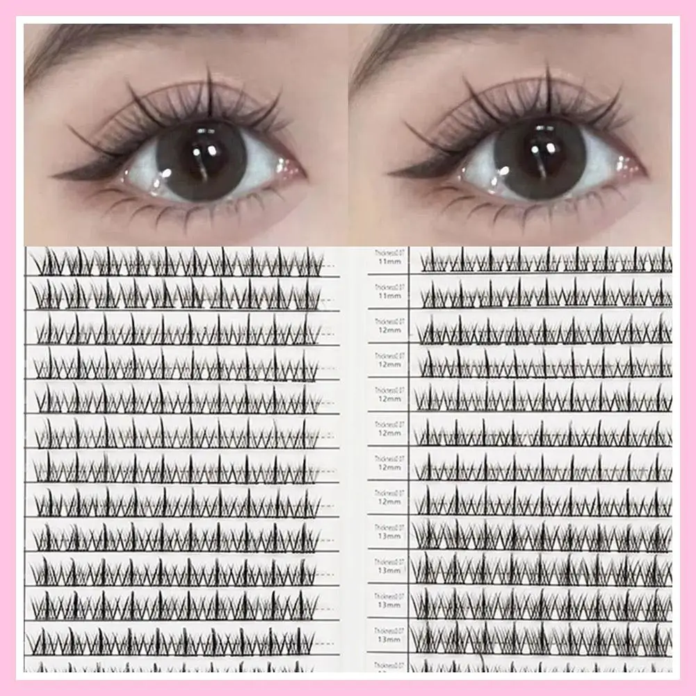 Faux cils segmentés d'apparence naturelle, Extensions de cils en trois étapes, outil de maquillage tournesol de grande capacité, DIY, J8B0