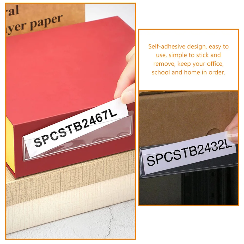 4 Sheets Waterproof Self-adhesive Transparent Label Shelf Storage Classification Pvc Sticker Shelves Clear Cards Sleeves Pocket