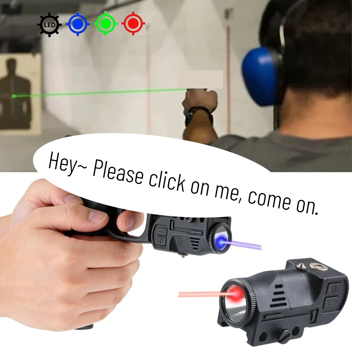 

Tactical Flashlight Laser LED Red/Green/Blue Magnetic USB Rechargeable Fit 20mm Picatinny Rail For G17 G19 1911