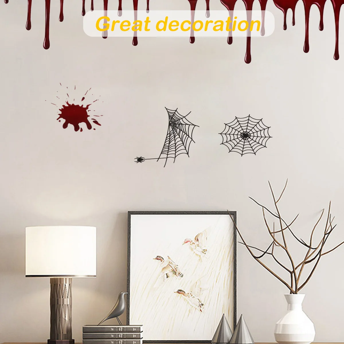 

Blood Splatter Wall Sticker Halloween Decor Removable Pvc Adhesive Decal For Door Glass Window Home Party Wall Decor