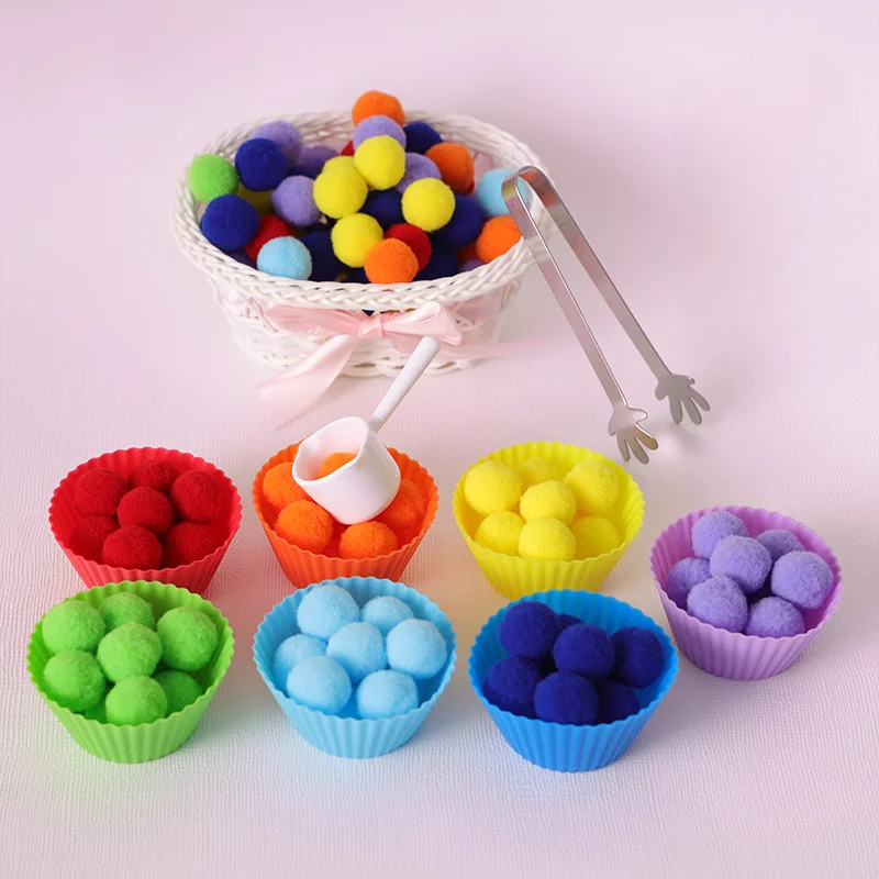 Children's Fine Motor Skills Learning Counting Toys Colorful Plush Ball Sorting Games Montessori Early Education Toy