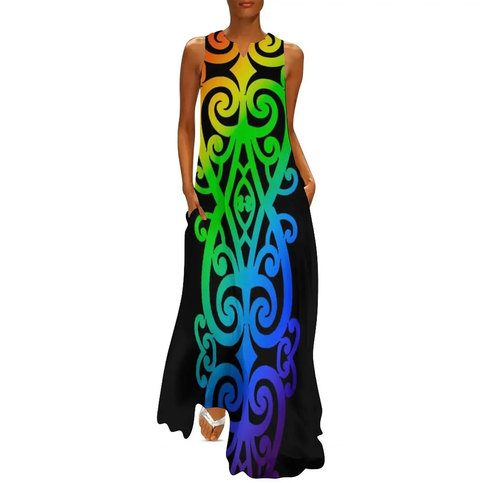 

Rainbow Colorful Māori Koru - Denotes New Beginnings Long Dress sexy dress Dress