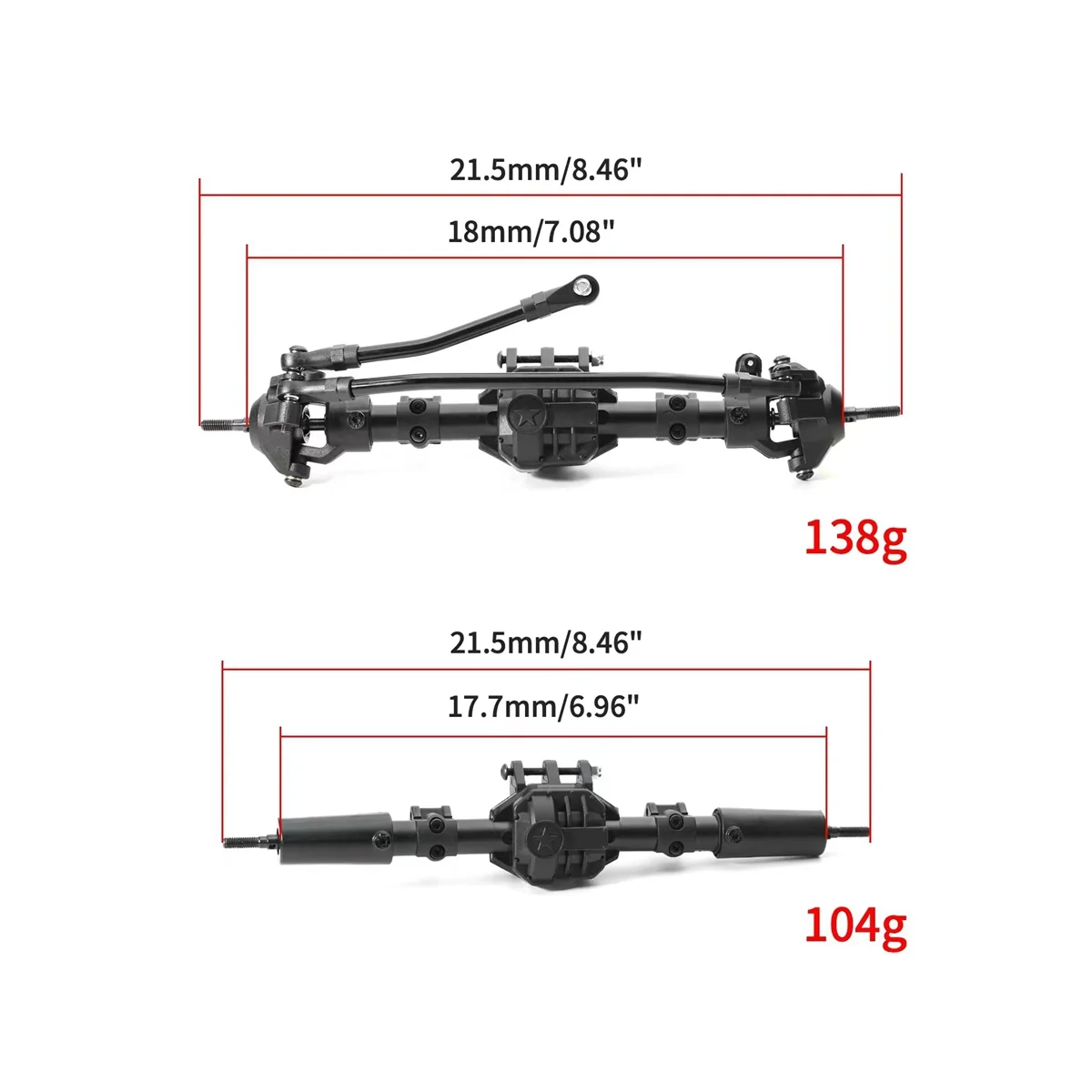 2 Stücke Vorne und Hinten Differential Achse für Axial SCX10 II 90046 90047 1/10 RC Crawler Auto Upgrade Teile Zubehör