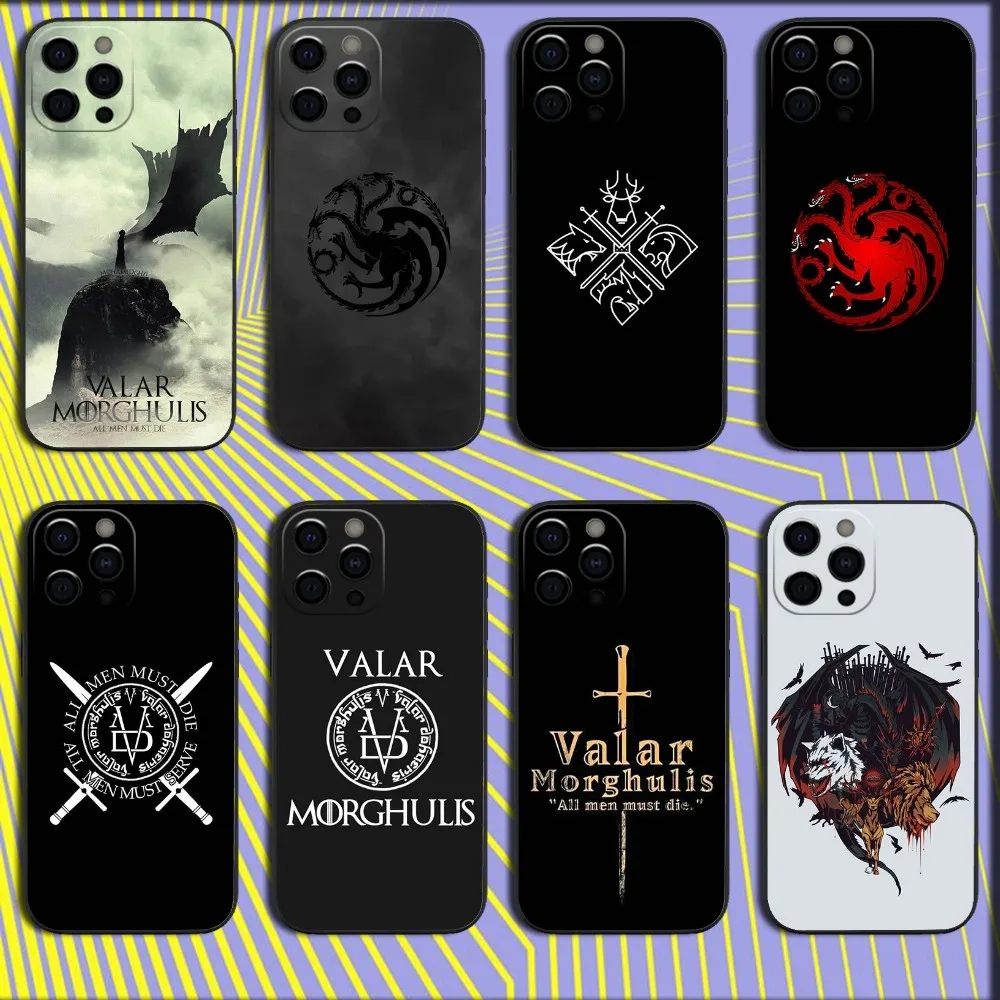 Valar Morghulis Phone Case For iPhone 16,15,14,13,12,11,Pro,X,XS,Max,XR,Plus,Mini Soft Black Cover