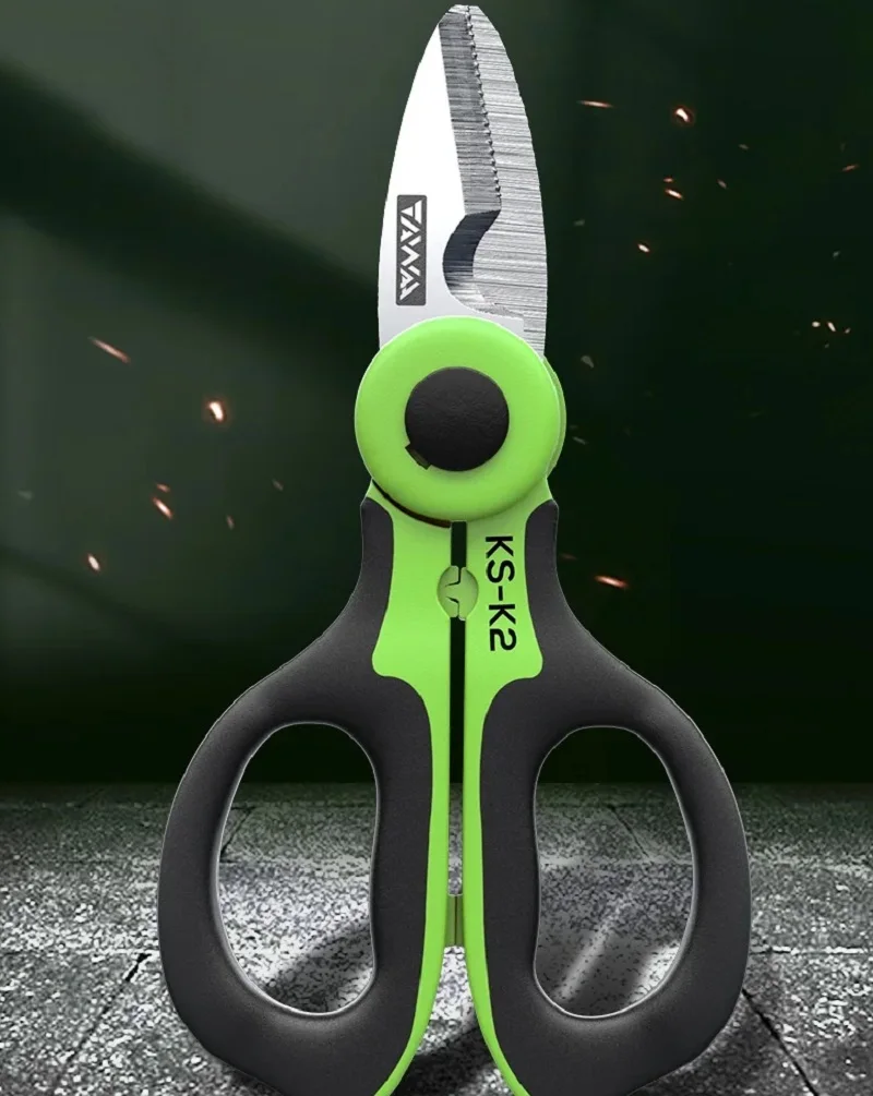 TAWAA KS-K2 Portable Fiber Optic Kevlar Cutter Serrated Kevlar Scissors Stainless Steel Blade for Non-slip Sharp Durable Cutting