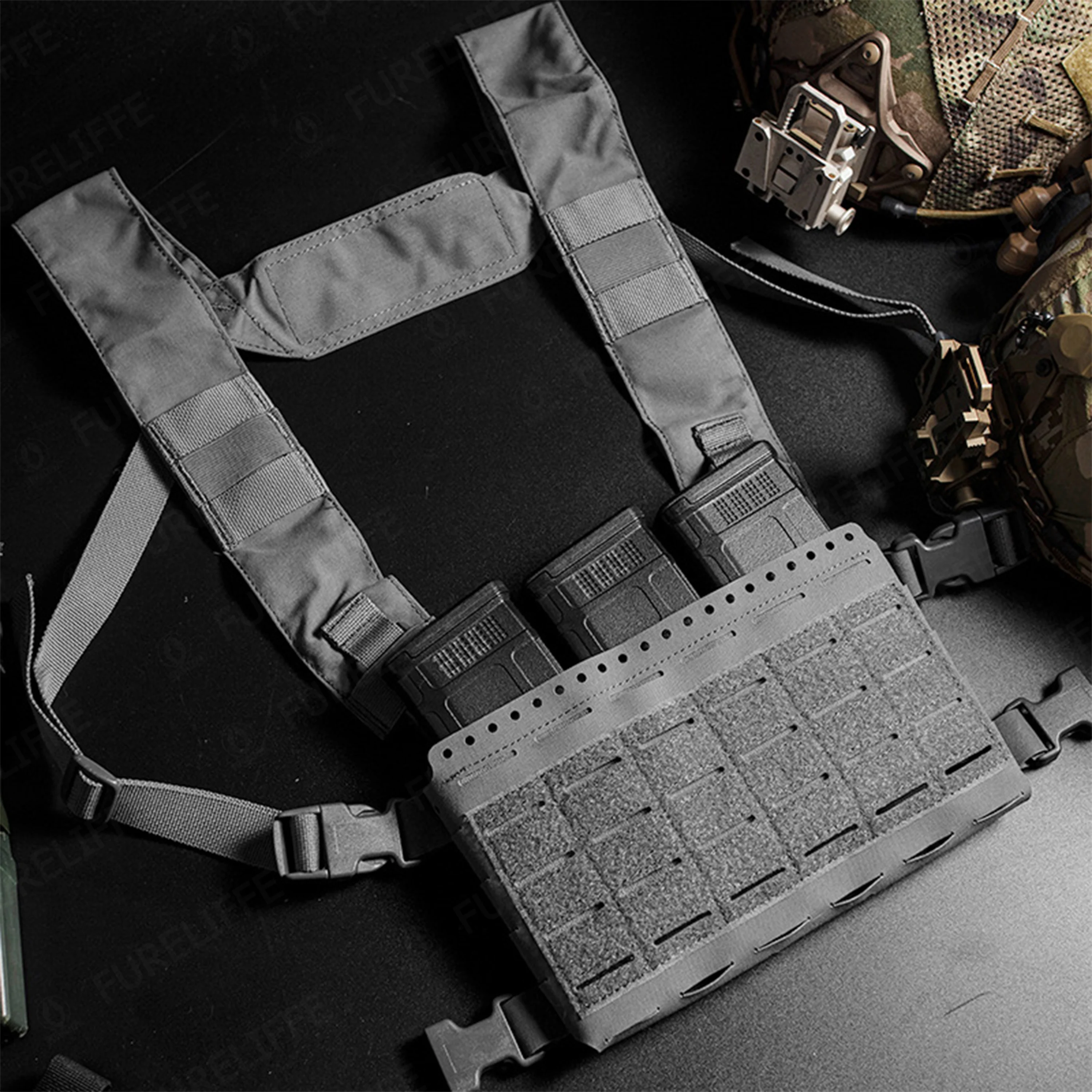 Imagem -04 - Molle-tático Placa Transportadora Colete Peito Rig Micro Luta Chassis Placard Gancho Loop Airsoft Magazine Pouch Equipamento Tático Mk5 Novo