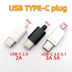 2sets USB 3.1 Type C 2.0 Male jack Charging Plug Welding Type USB-C adapter 3/4 in 1 2A/3A/5A large current Connector With case