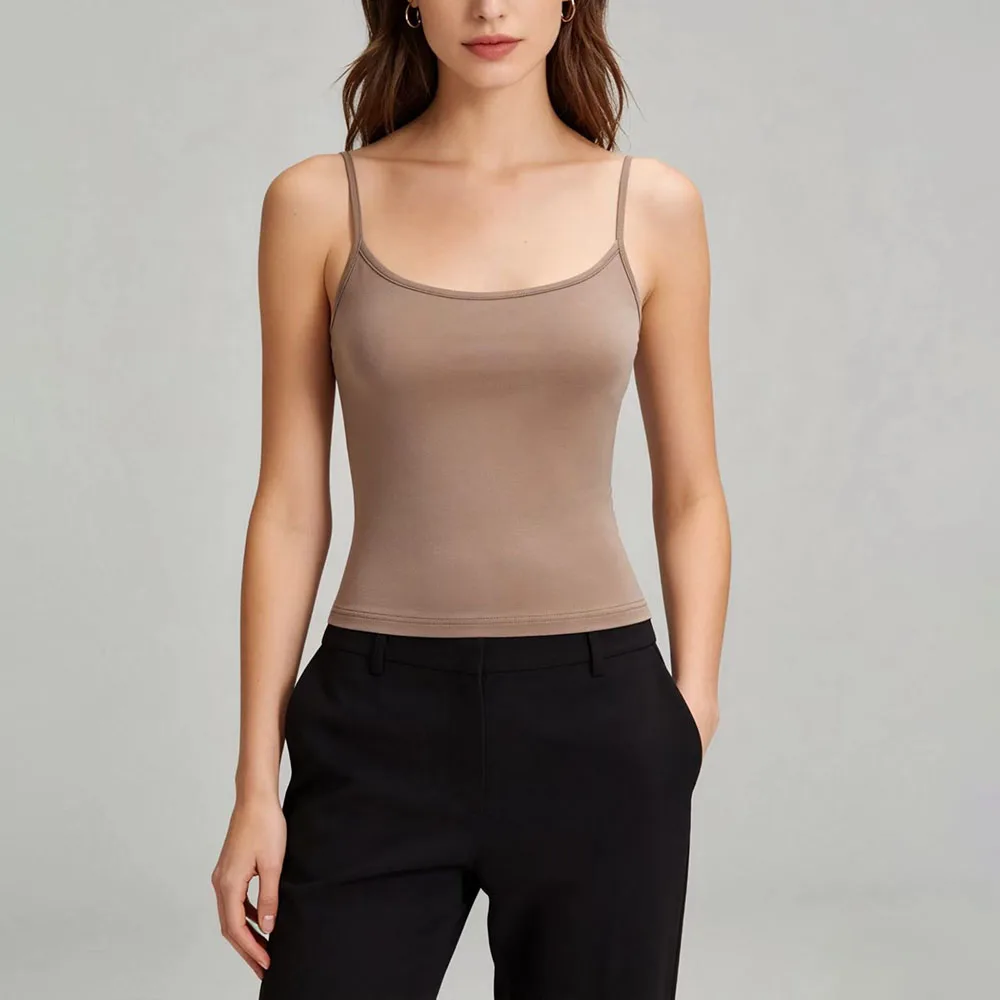 sky blue Women Tank Top Strap Slim Top for Summer Fashion Versatile Casual Breathable Micro Elastic Fabric Sleeveless Strap Top