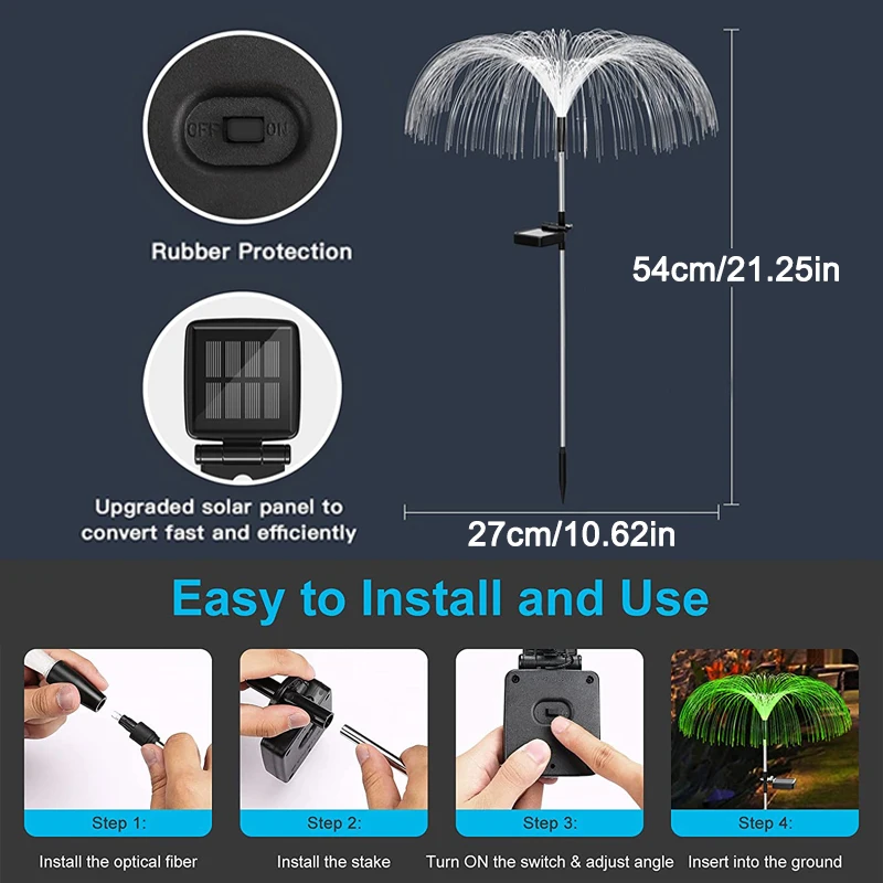 LED Solar Lichter Im Freien Garten Rasen Decortion Fiber Optic Quallen Solar Lichter Für Terrasse Pathway Villa Hof