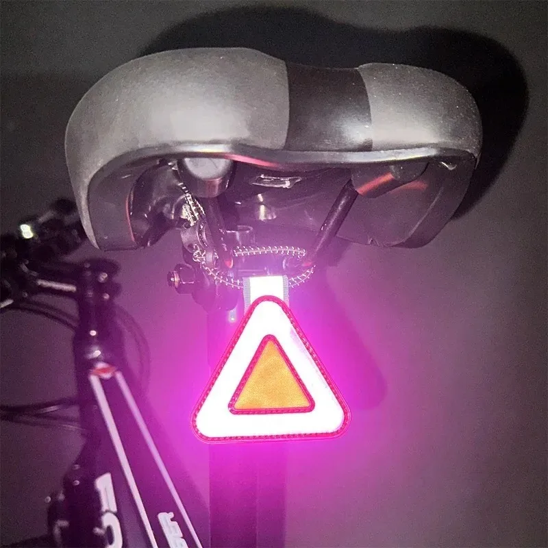 Multifunctional Cycling Reflective Triangle Sign Bike Saddle Hanging Reflector Night Riding Safety Warning Tag