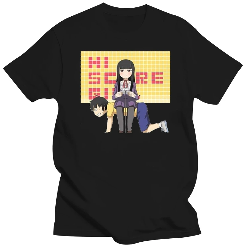 Hi Score Girl T Shirt Harajuku Mens White Color Cool Hi Score Girl Logo T-Shirt Short Sleeves Tshirt Hipster Anime T-Shirt