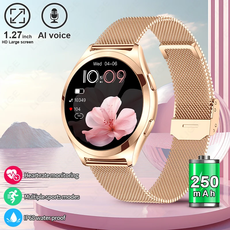 

New LIGE Luxury Smart Watch Women Bluetooth Call Health Monitoring DIY Custom Watches Outdoor Sports Waterproof smart watch Men