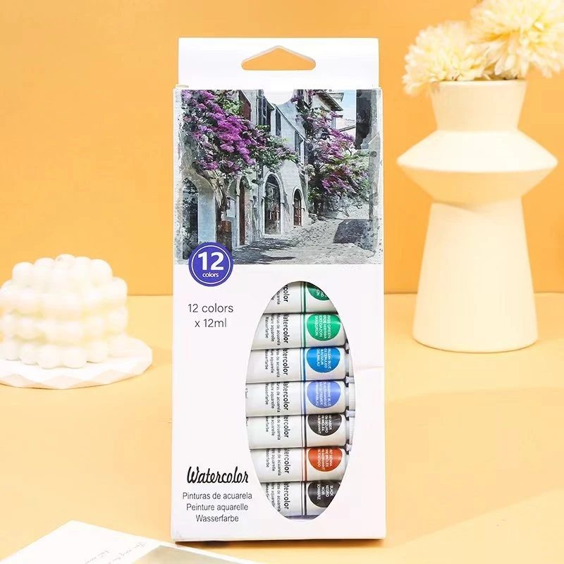 12 Colors/Single 12ml Tubular Watercolor Paint Set Portable Sketch Painting Graffiti Beginners Watercolor Paint