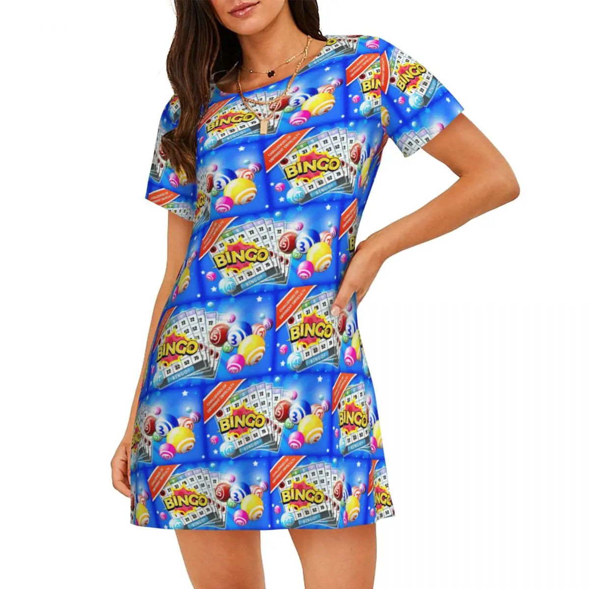 Custom Robe Bingo Game Short Sleeves Nightdress For Sleeping Sleepshirts Women Short Sleeve Nightgowns Soft Pajama Dress