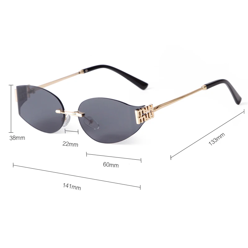 Trend 2026 Rimless Oval Sunglasses Women Men Brand Designer Gradient blue lens Metal Frame Driving Sun Glasses Shades Male UV400