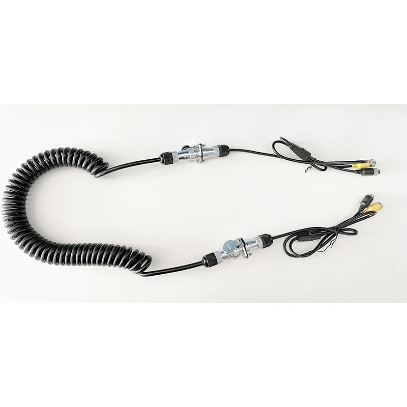 2026 Cable espiral de remolque de camión de extensión flexible de 5 metros para 2 cámaras de visión trasera