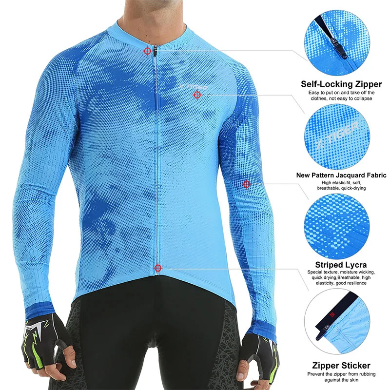 X-TIGER Cycling Jerseys Upgraded Fit Long Sleeve Jersey Autumn MTB Bicycle Clothes Day-to-day Training Rides Shirt Lightweight