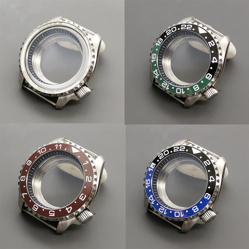 

42mm Silver SKX007 Watch Case Dome Double Sapphire Glass Fits NH35 NH36 4R35 7S26 Movement Transparent Back Cover Cases Modified