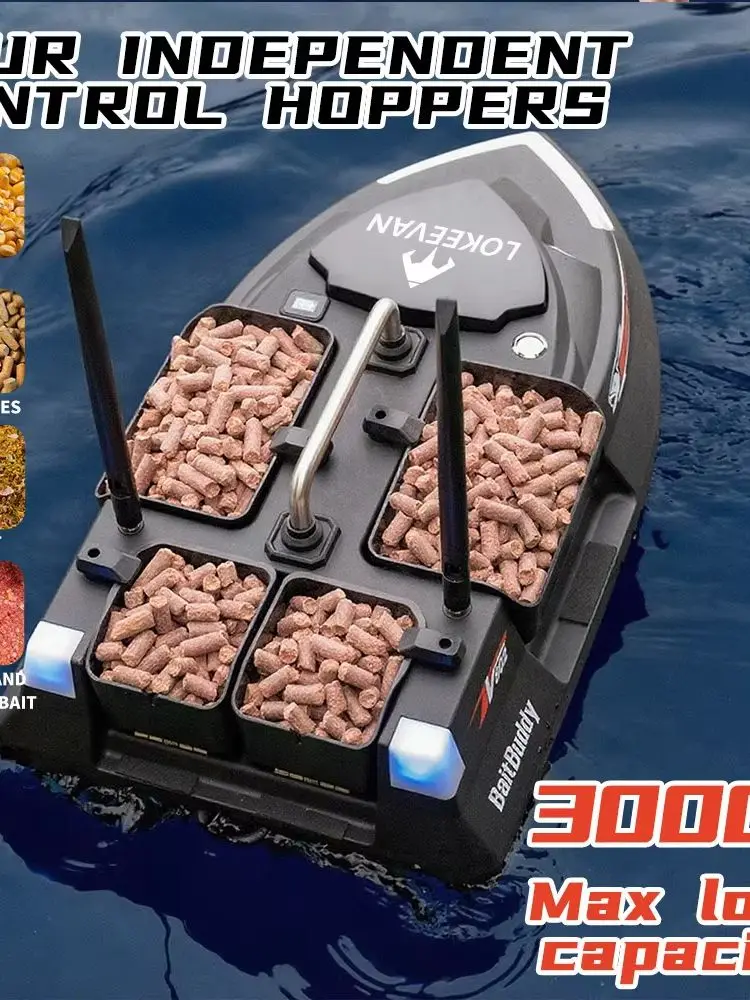 RC Köderboot V802 Pro 4 Köder 500m Automatische Rückkehr bei Verlust/Niedrigem Akkustand 160 Punkte, Tempomat Maximale Zuladung Angelköderboot