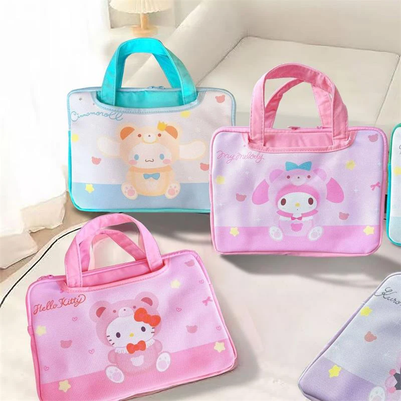 

Cute Sanrio Handheld Laptop Bag Girly KT Cat Kuromi Melody Pochacco Large Capacity Travel Portable Storage Bag Student Bag Gifts